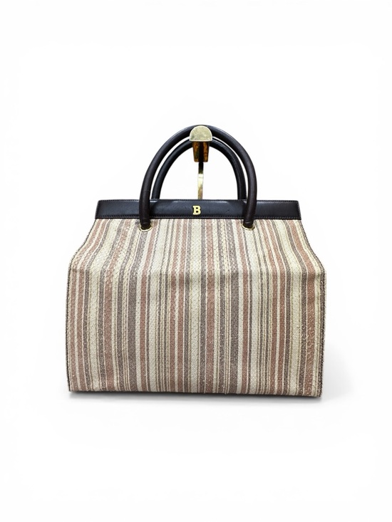 Bally Handbags - Vintage 1970s Bally Leather Lined Embossed Leather Tote